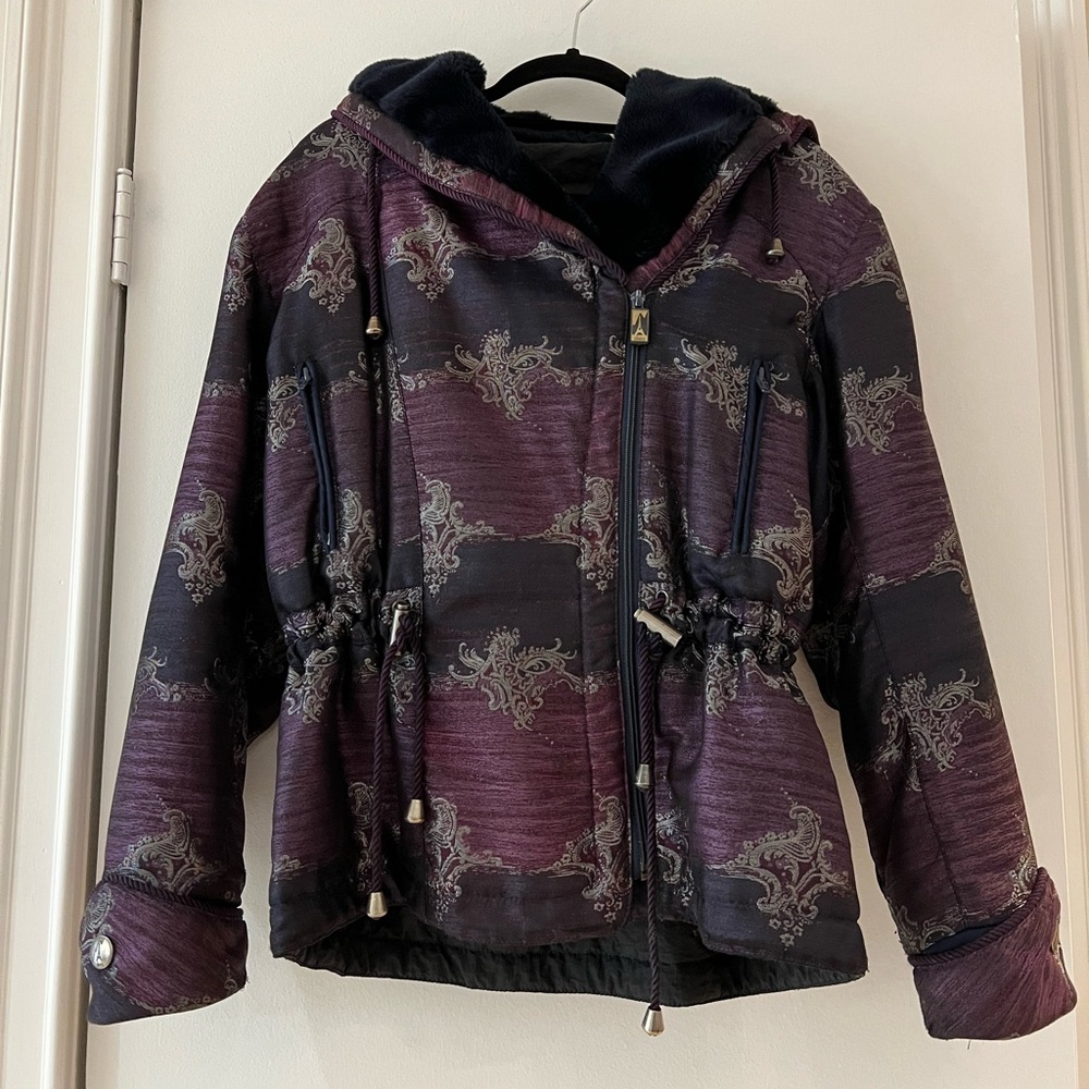Skea purple printed women’s ski jacket
